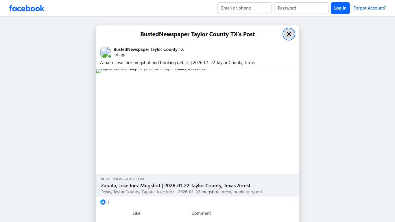 Zapata, Jose Inez... - BustedNewspaper Taylor County TX Facebook